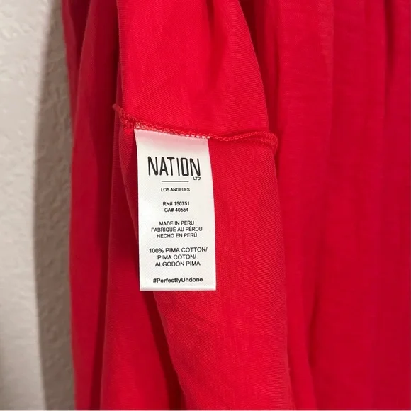 Nation LTD Penelope Smocked Cross back Midi Dress Cherrybomb Red Size Small NEW - Picture 7 of 7